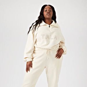 TALA Doze half zip sweatshirt in cream size x-small